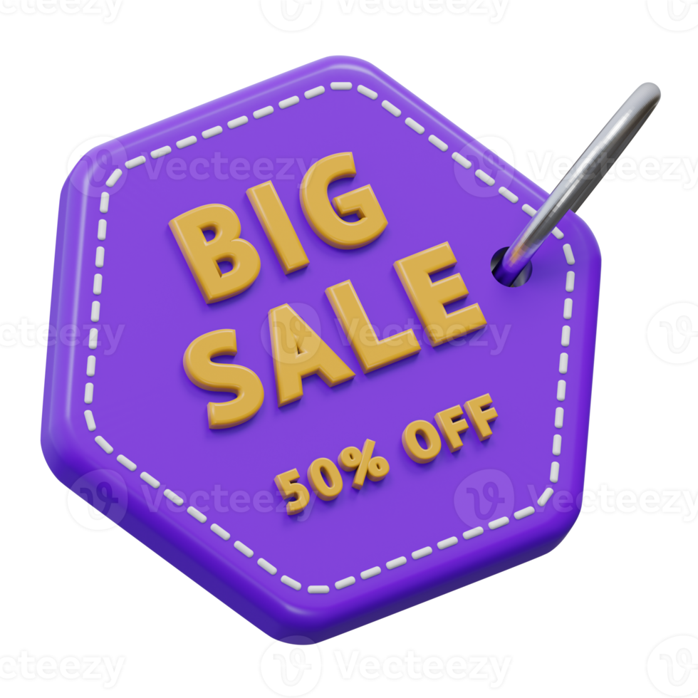 big sale 3d rendering icon illustration, png transparent background, shopping and retail