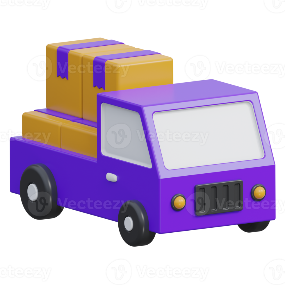 delivery truck 3d rendering icon illustration, png transparent background, shopping and retail