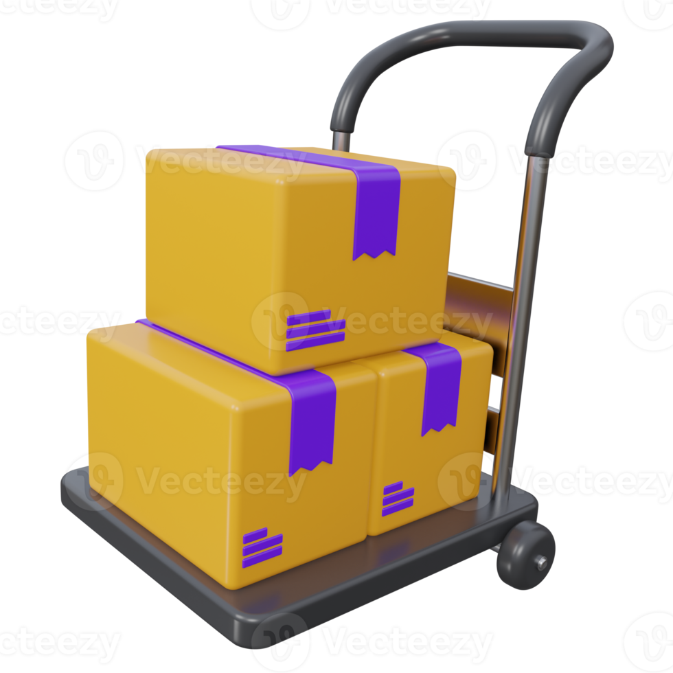 Free shipping cart 3d rendering icon illustration, png transparent