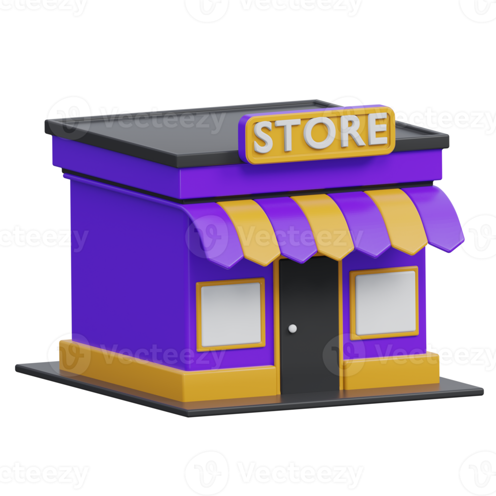 store 3d rendering icon illustration, png transparent background, shopping and retail