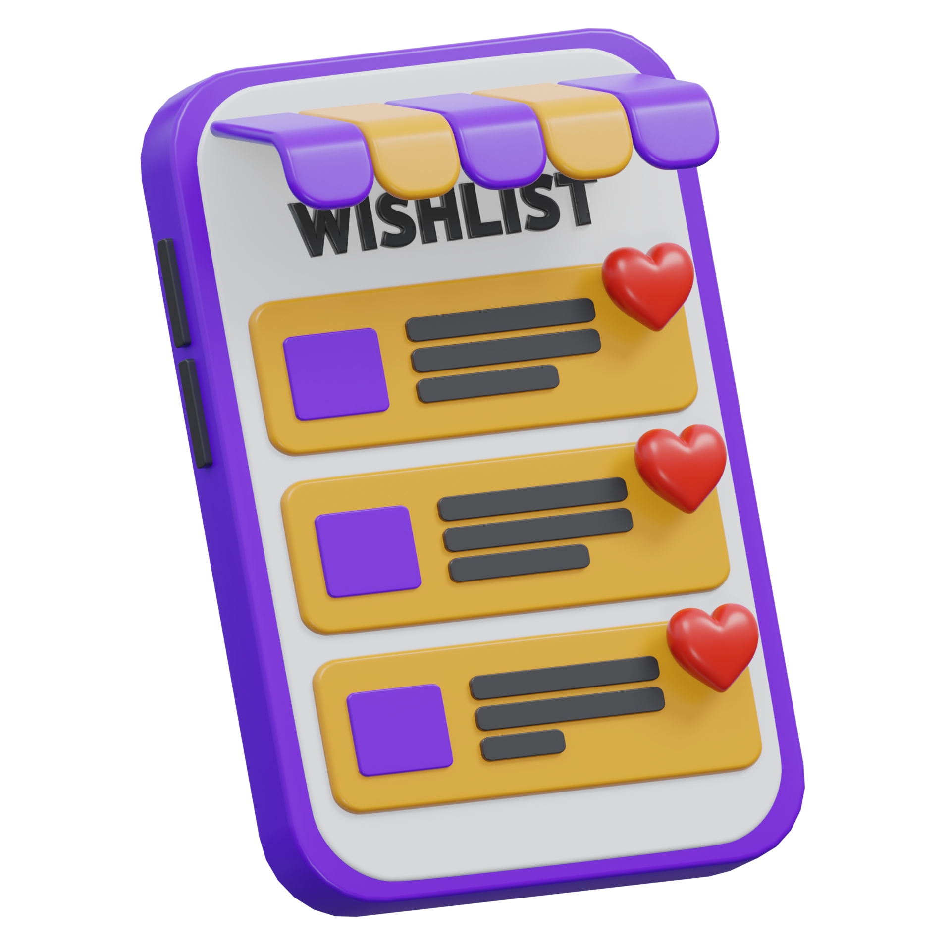 wishlist 3d rendering icon illustration, png transparent background