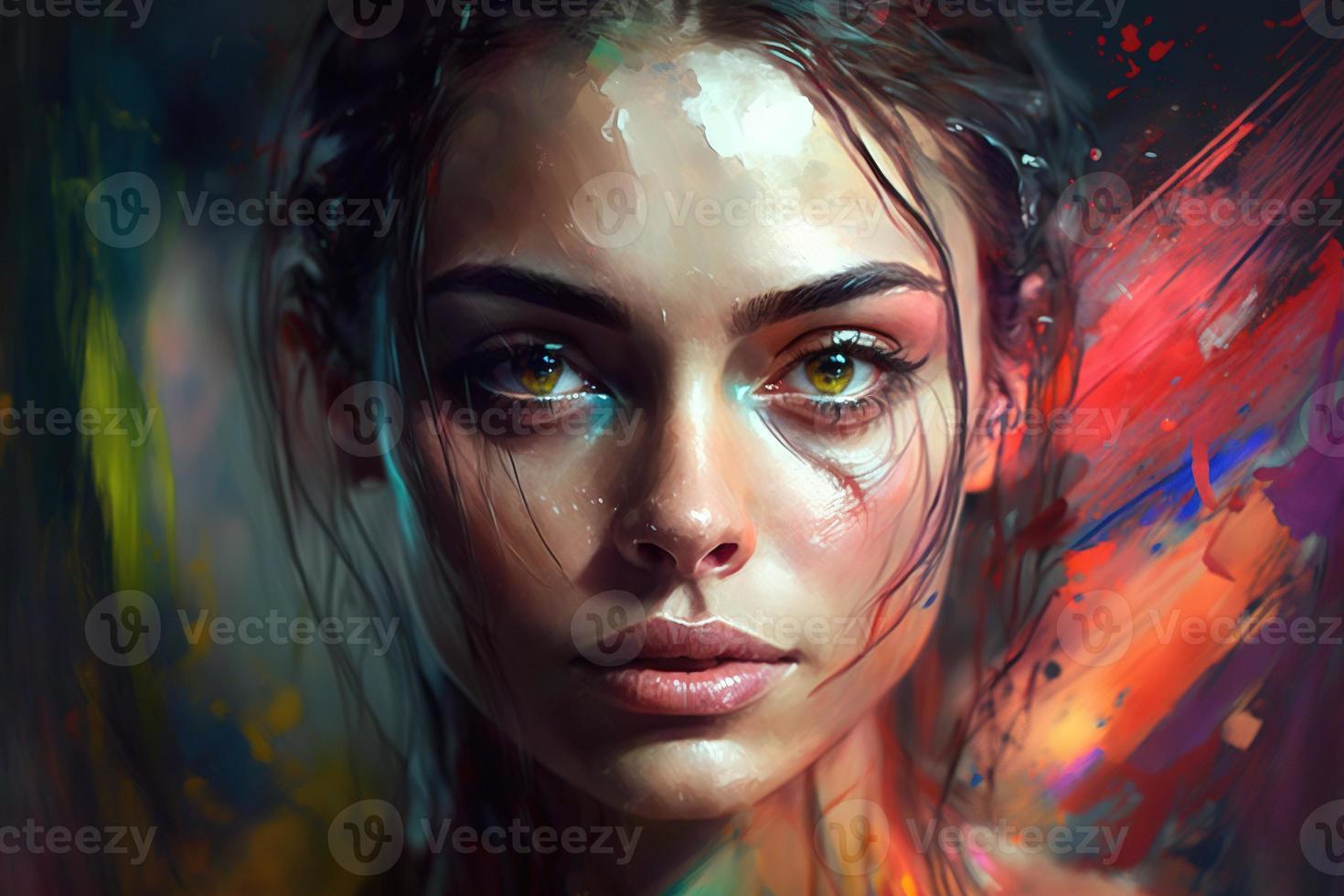 painting of a girl woman smooth soft skin colorful photo