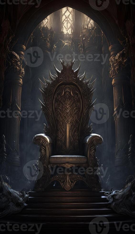 Majestic big throne in the castle of darkness villa photo