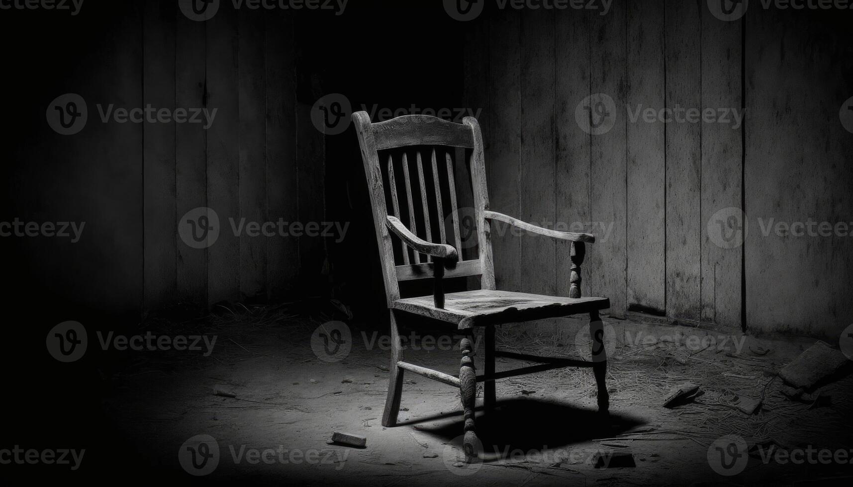 A dark chair in an empty room image generative AI 22251640 Stock Photo