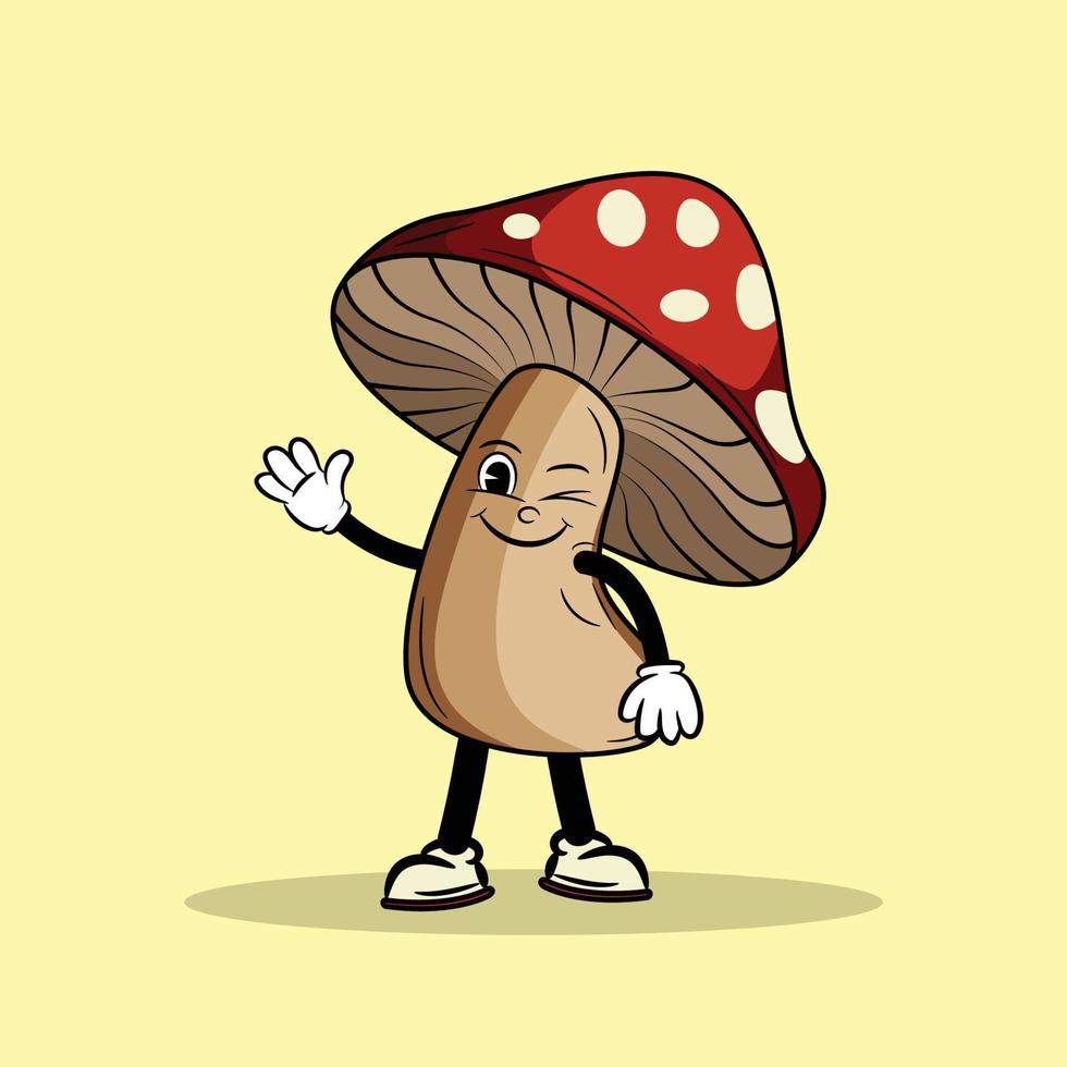 Blink eye Mushroom character Cartoon vector Illustration