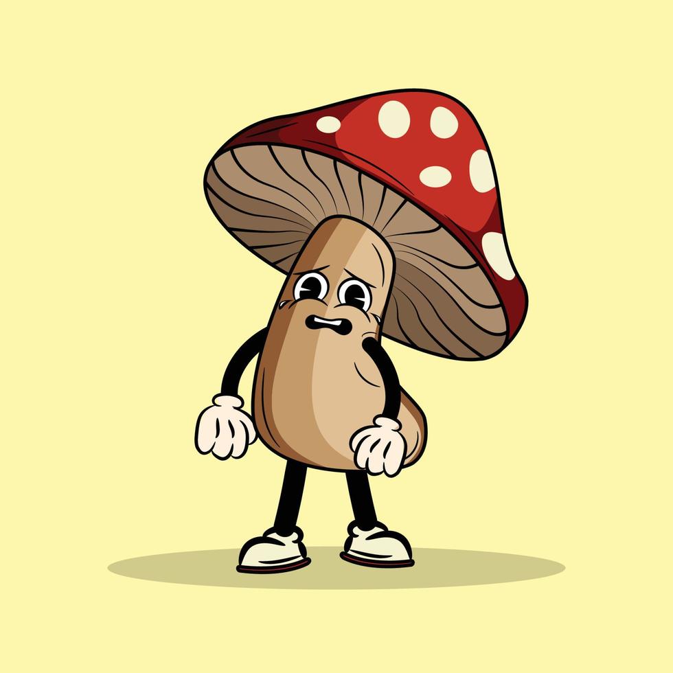 Crying Mushroom character Cartoon vector Illustration