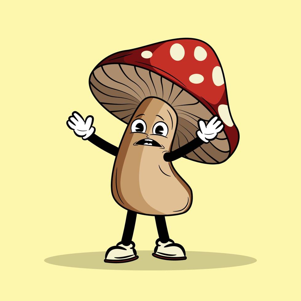 Scared Mushroom character Cartoon vector Illustration