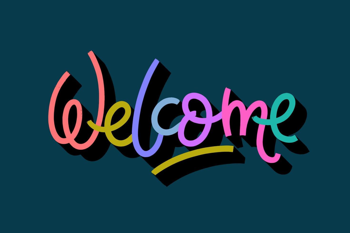 Welcome lettering text. Modern calligraphy hand drawn illustration. Greeting message typography for web, social media, posters, banners. vector