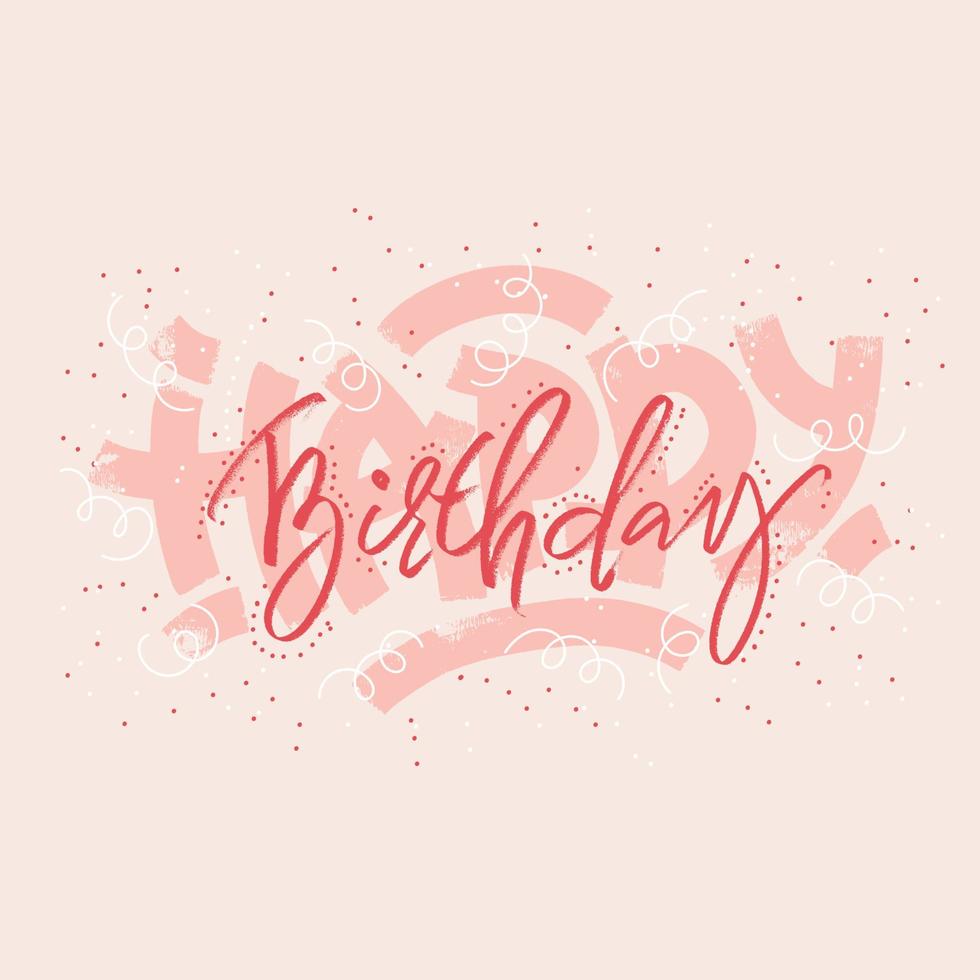 Happy Birthday modern lettering. Various styles hand written greeting square card template. Typography design for social media, cards, posters, banners. vector