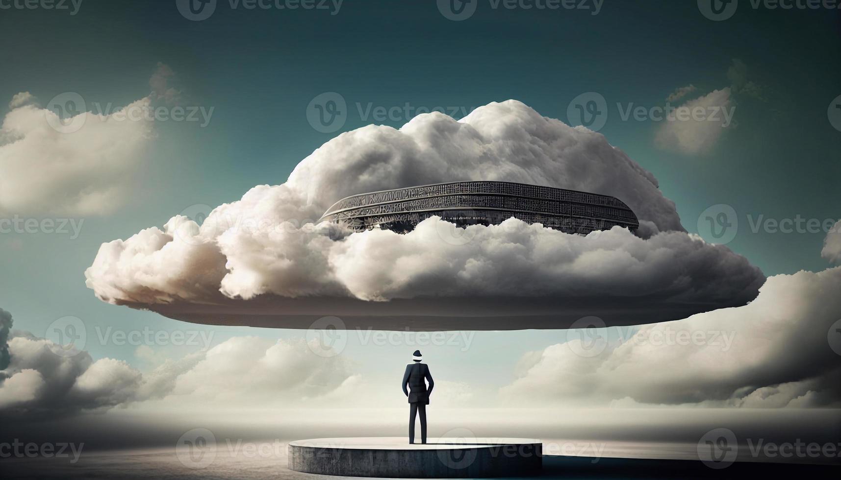 man on a cloud, success AI photo