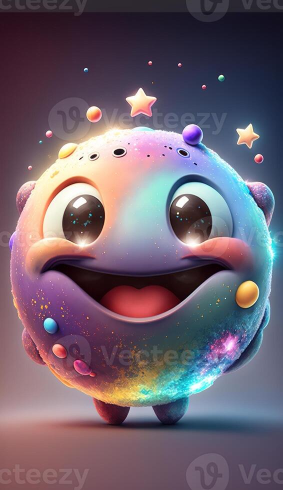 3D galaxy cute cartoon colorful character glitter photo