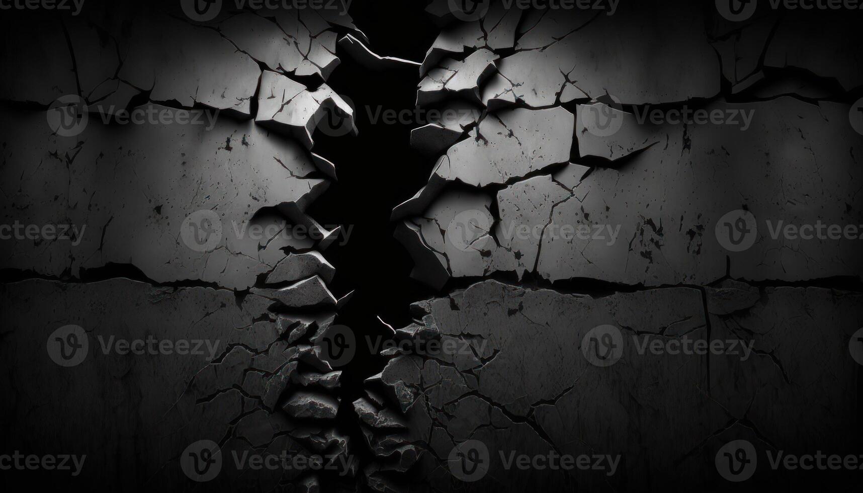 Black wall with cracks texture background image photo