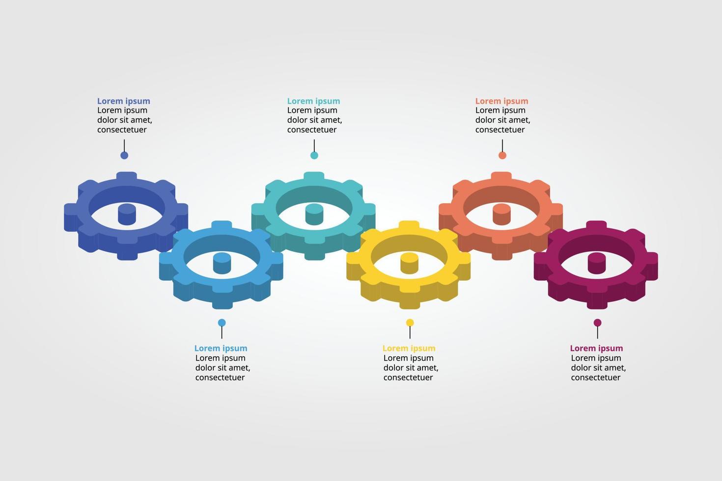 cog element for system template for infographic for presentation for 6 element vector