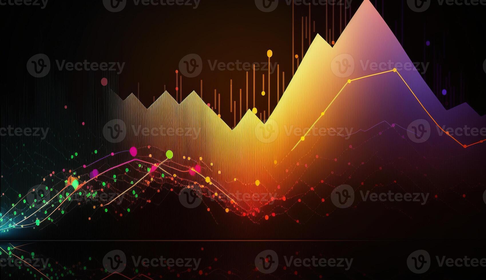 , stock market chart lines, financial graph on technology abstract background represent financial crisis, financial meltdown. Technology concept, trading market concept. photo