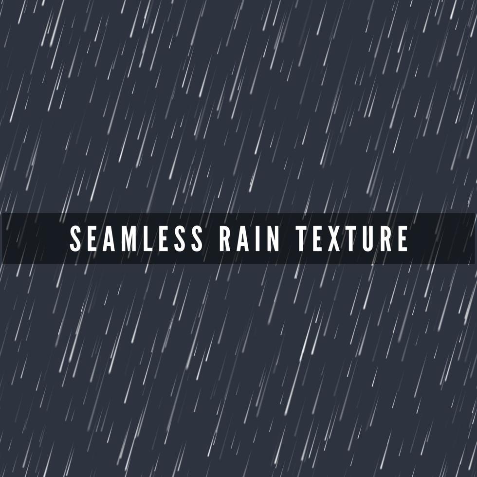 Seamless rainfall texture. Rain drop effect. Abstract rainy background. Vector isolated on dark background