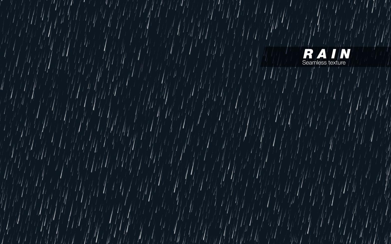 Seamless rainfall texture. Rain drop. Vector isolated on dark background