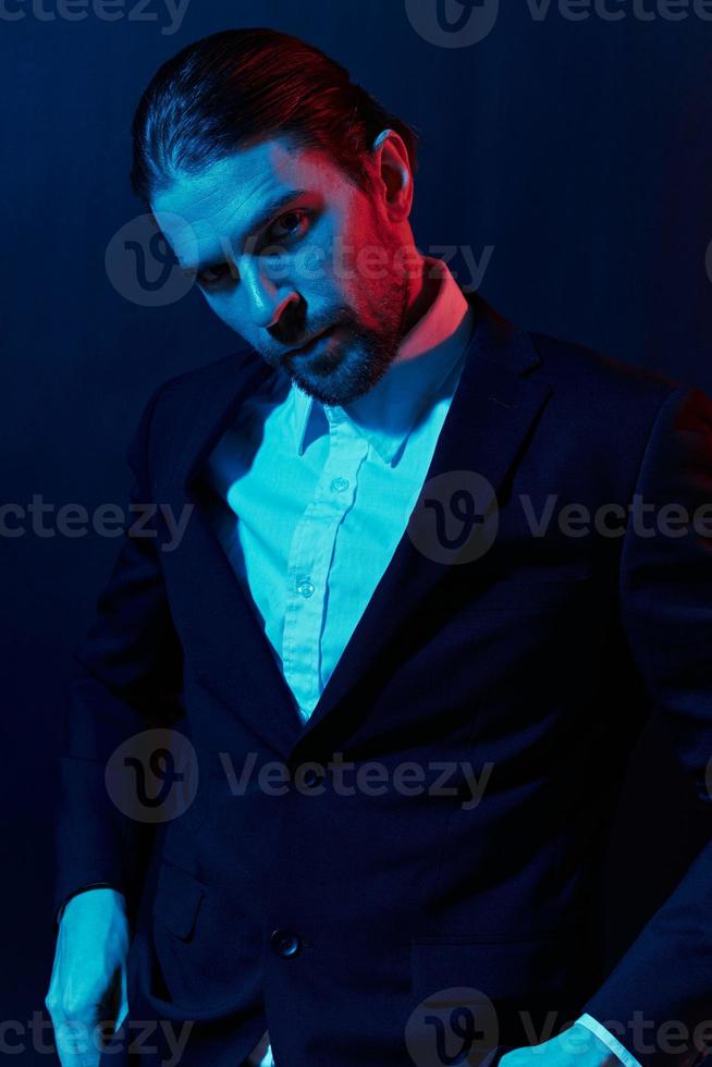 portrait of a man modern style suit fashion dark background photo