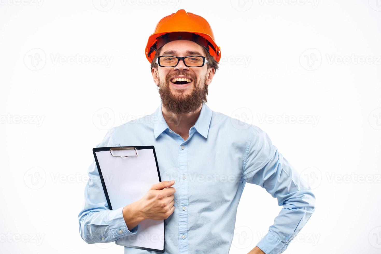 Working man with documents engineer industry construction professionals photo