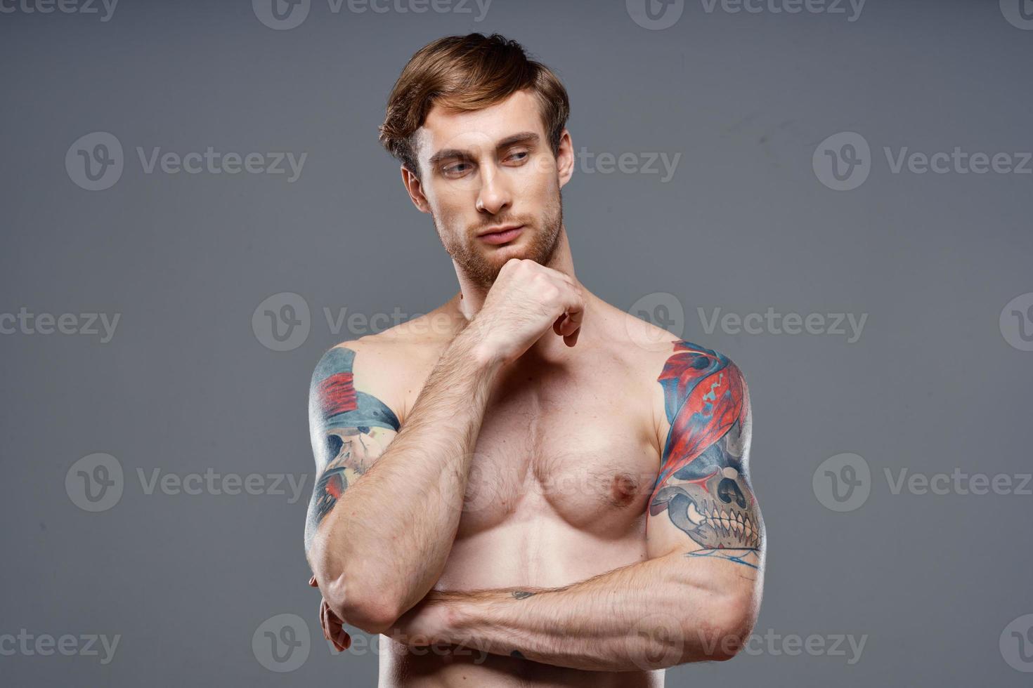 tattooed man full torso bodybuilder fitness athlete nude photo