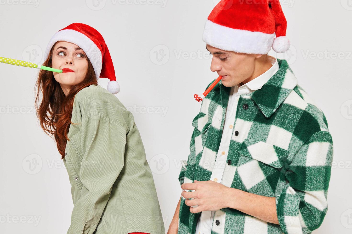 Man and woman festive mood fashion new year fun photo