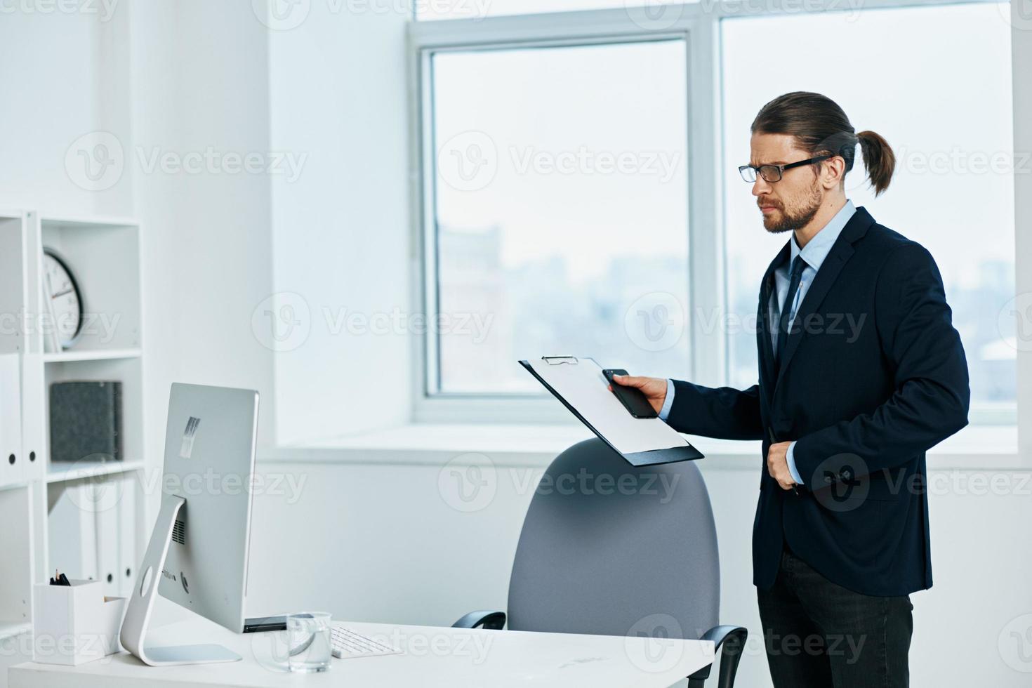 office worker with glasses self-confidence work executive photo