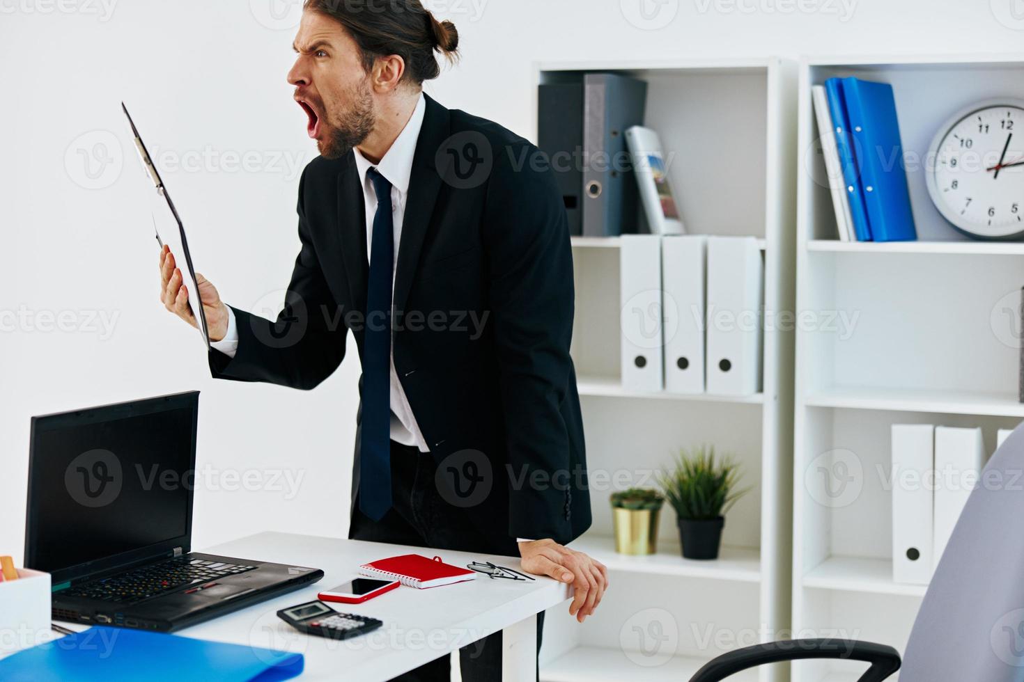 businessman in the office with documents executive photo