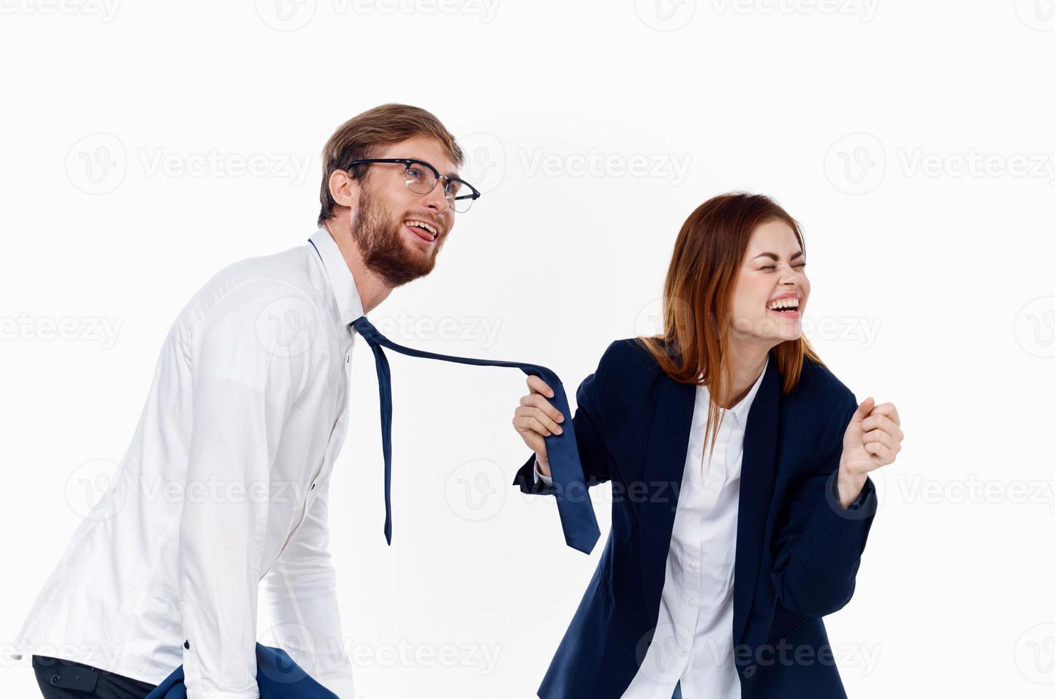 business men and women in suits are standing side by side communication financial office photo