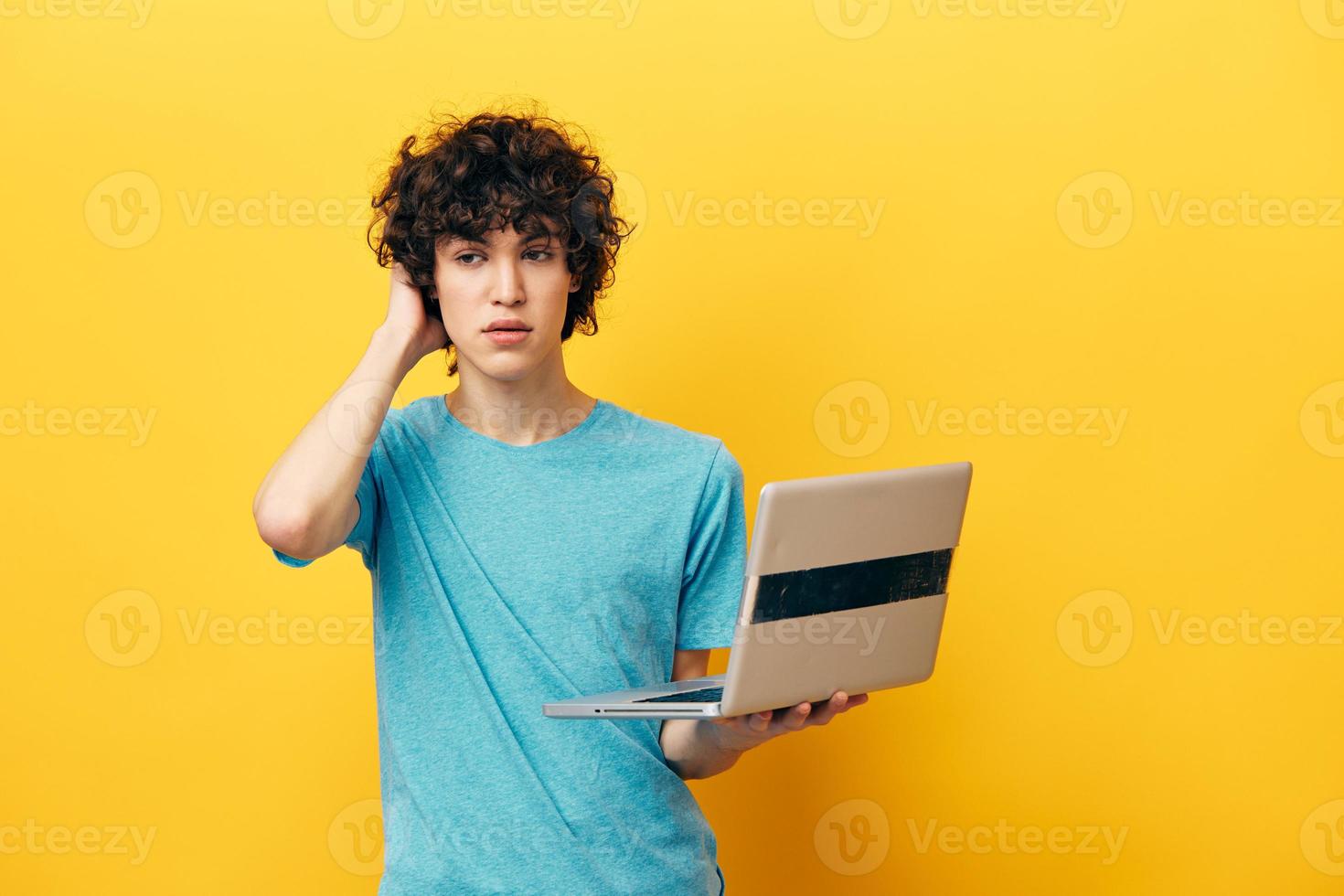 man laptop online chat communication Lifestyle technology photo