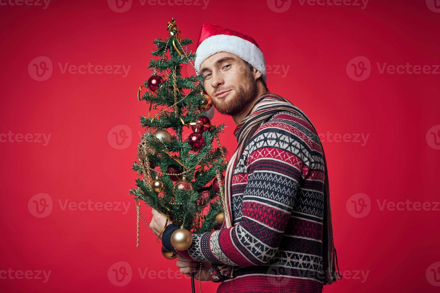 gracioso hombre Navidad sombrero fiesta Navidad árbol decoración foto
