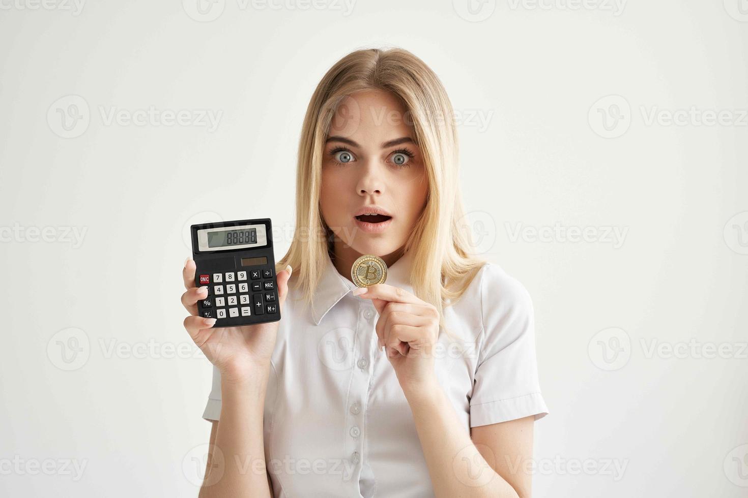 Businesswoman in a white shirt with a folder in hand technologies photo