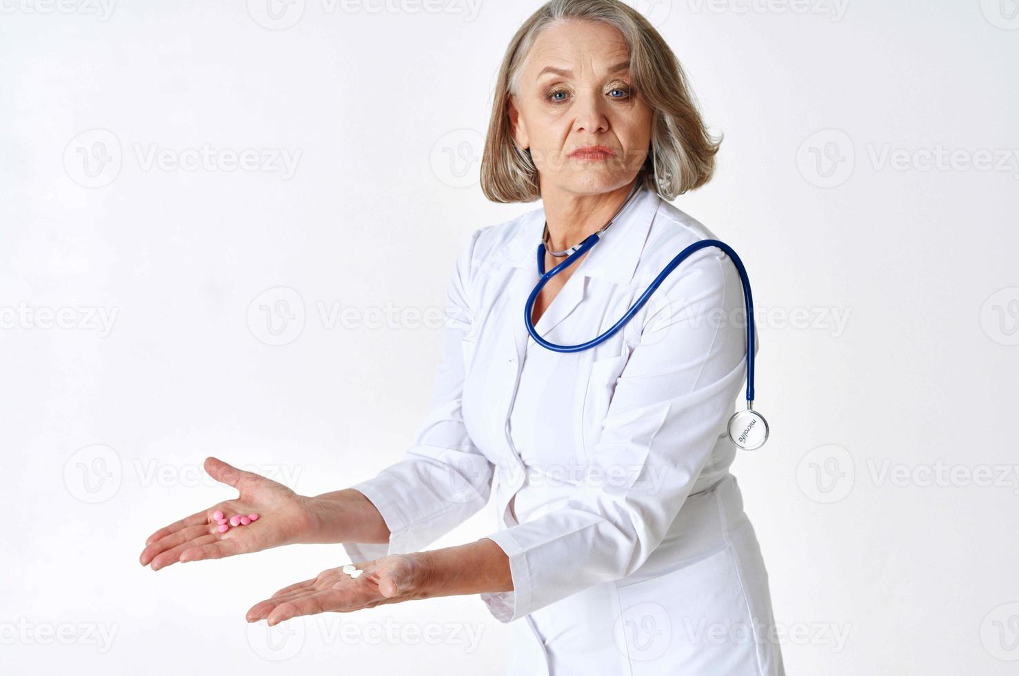 female medical worker in white coat hospital professional photo