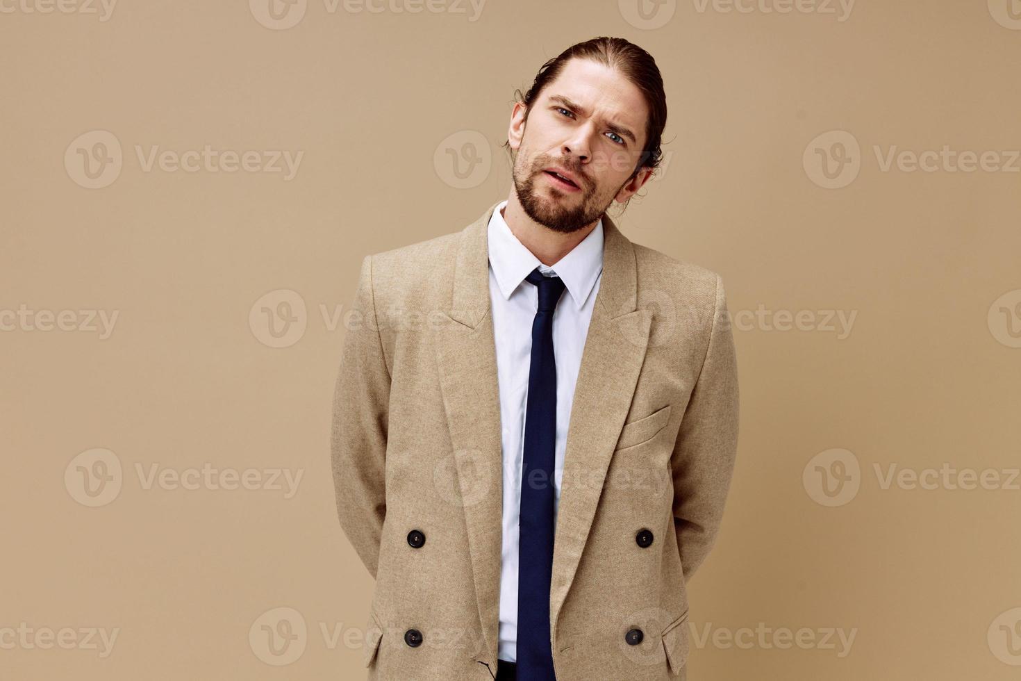 fashionable man emotional man in suit gesture with hands lifestyle model photo