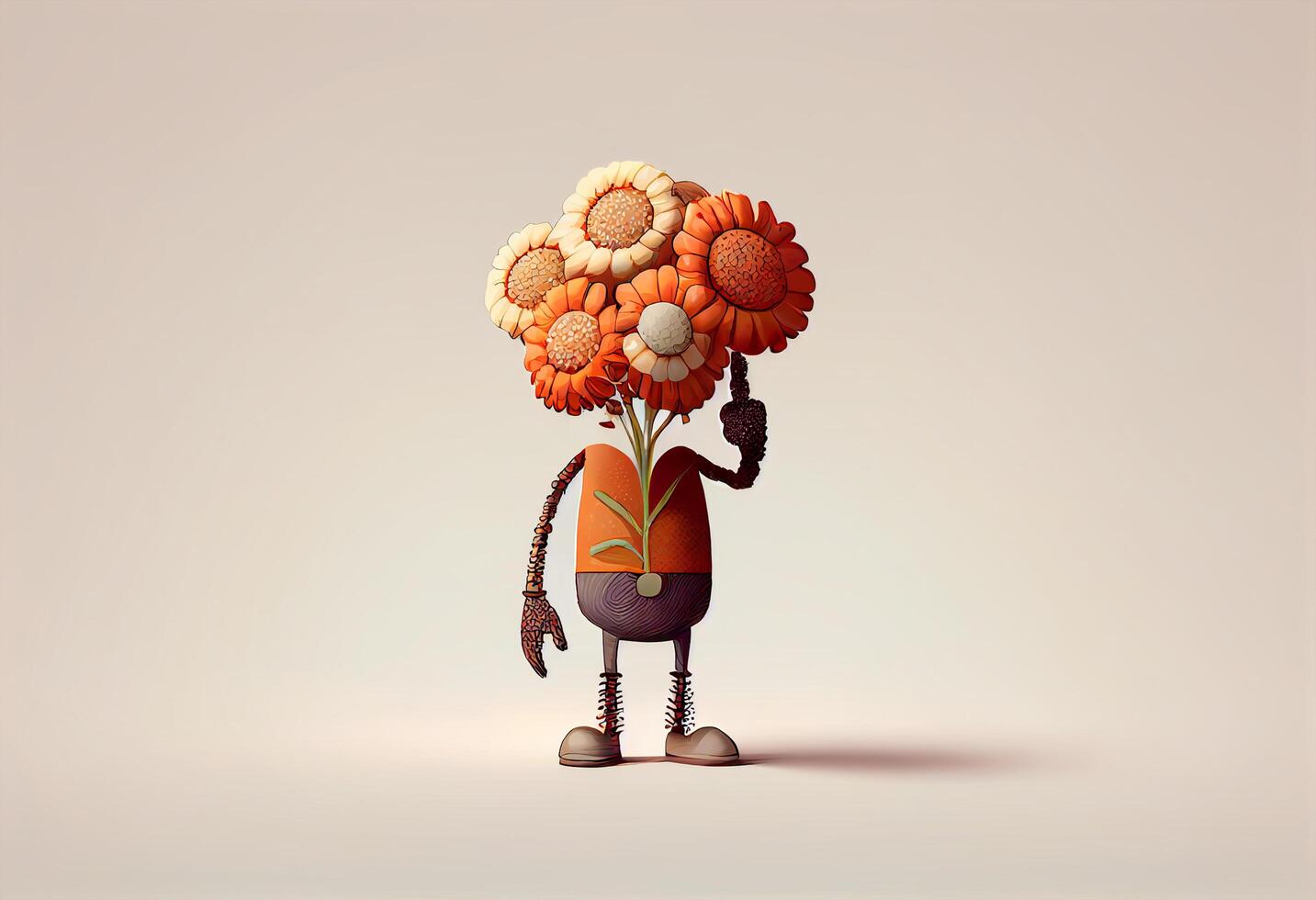 Bouquet of flowers in a hand as a gift. 3D rendering photo