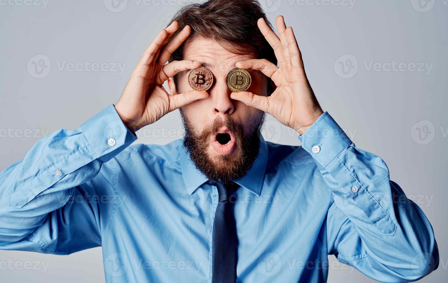 man in shirt with tie cryptocurrency is finance internet technology photo