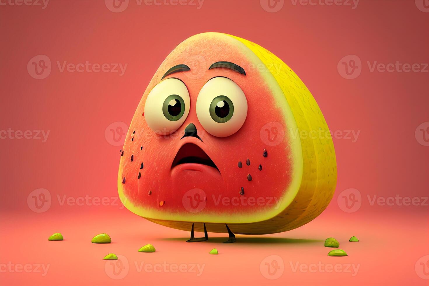 Funny watermelon character with big eyes photo