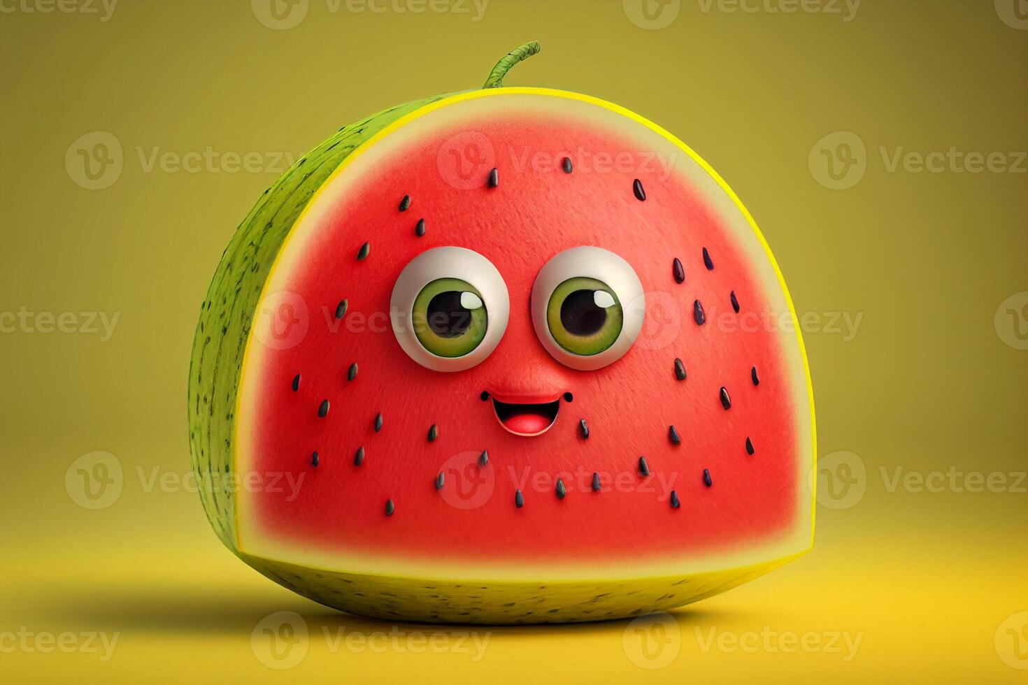 Funny watermelon character with big eyes photo