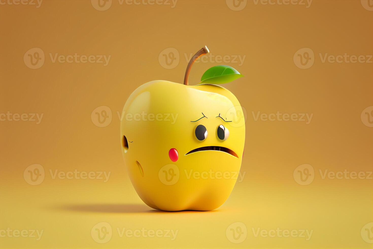Funny apple with eyes and mouth, 3d illustration photo