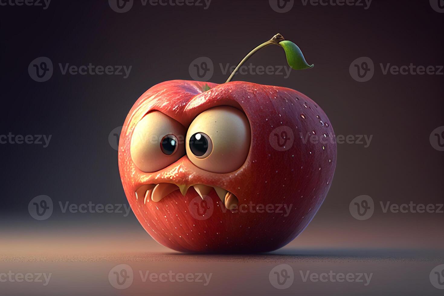 Funny apple with eyes and mouth, 3d illustration photo