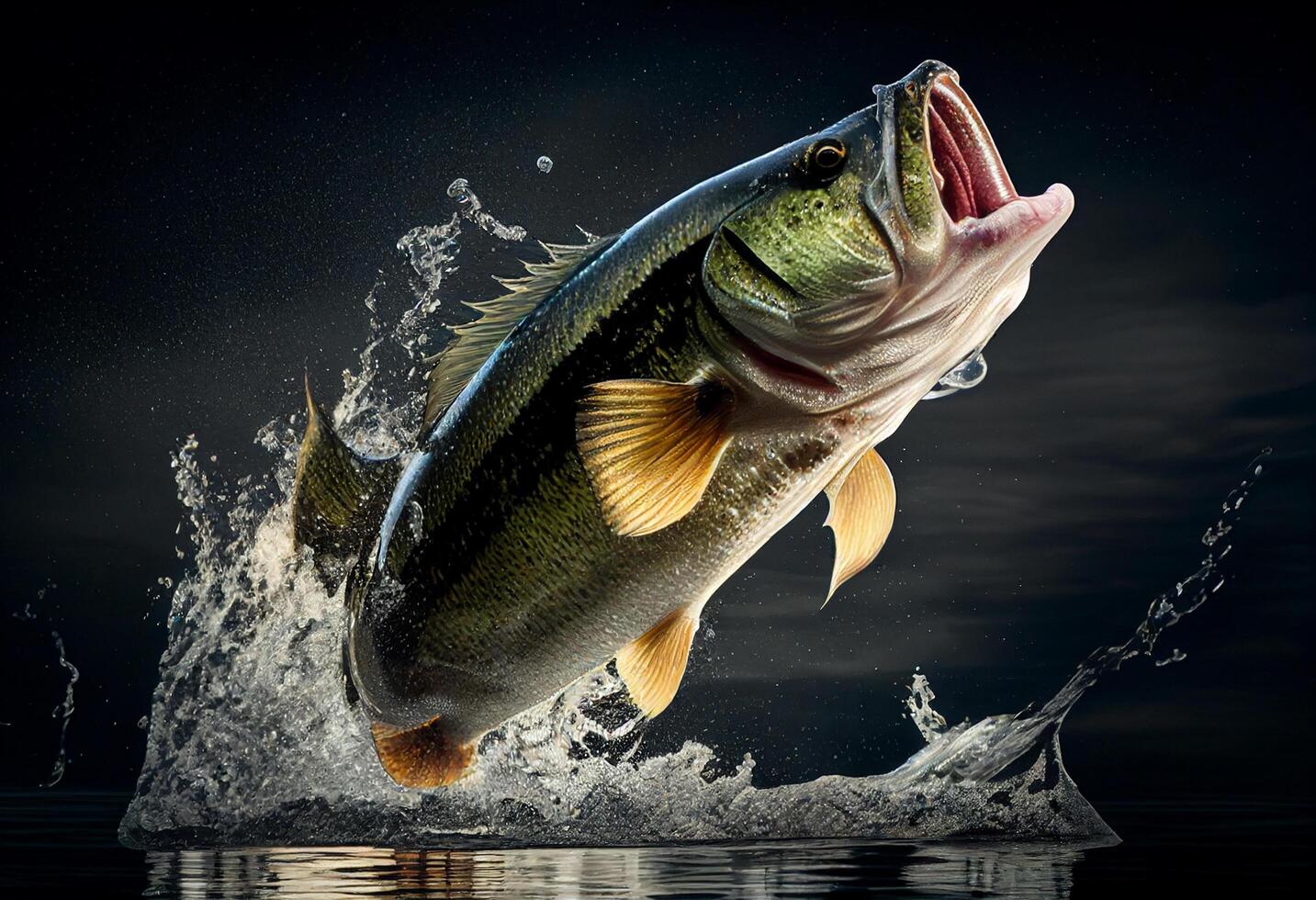Big fish jumping in water, photo