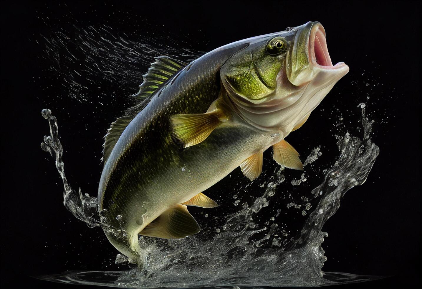 grande pescado saltando en agua, generativo ai foto