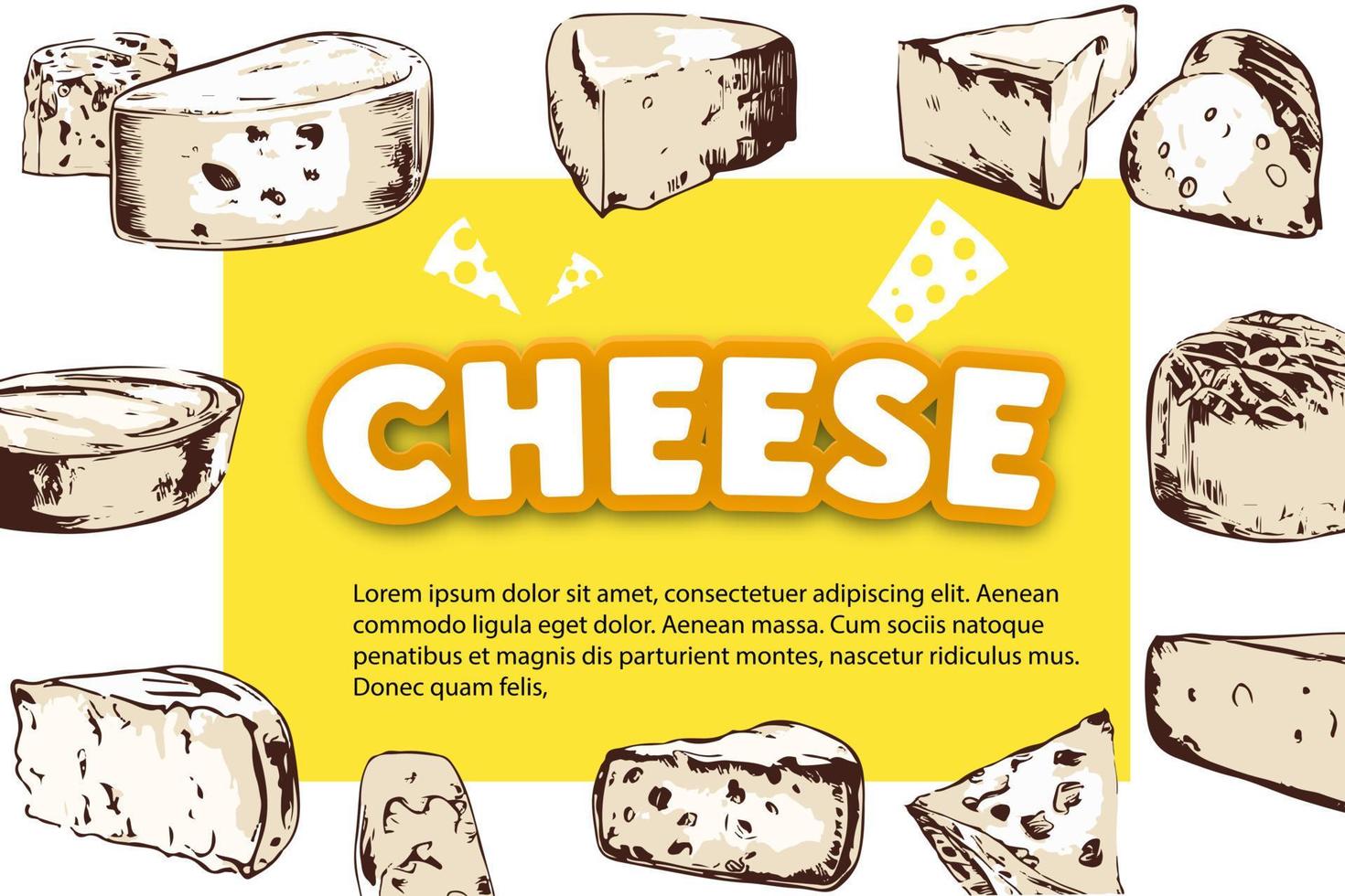 Cheese label eco food poster, banner menu product. Vector illustration
