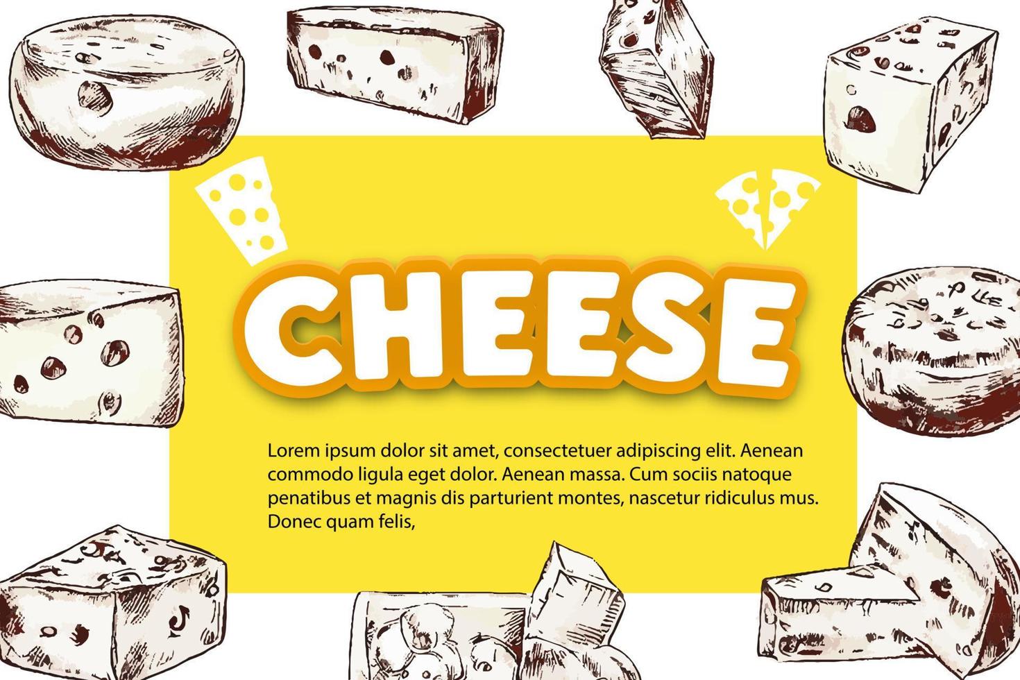 queso etiqueta eco comida póster, bandera menú producto. vector ilustración