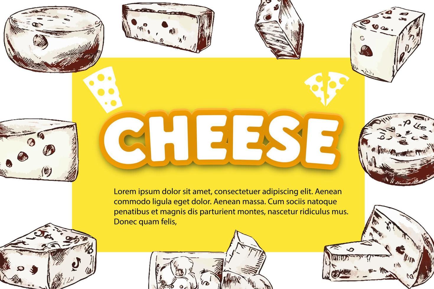 Cheese label eco food poster, banner menu product. Vector illustration