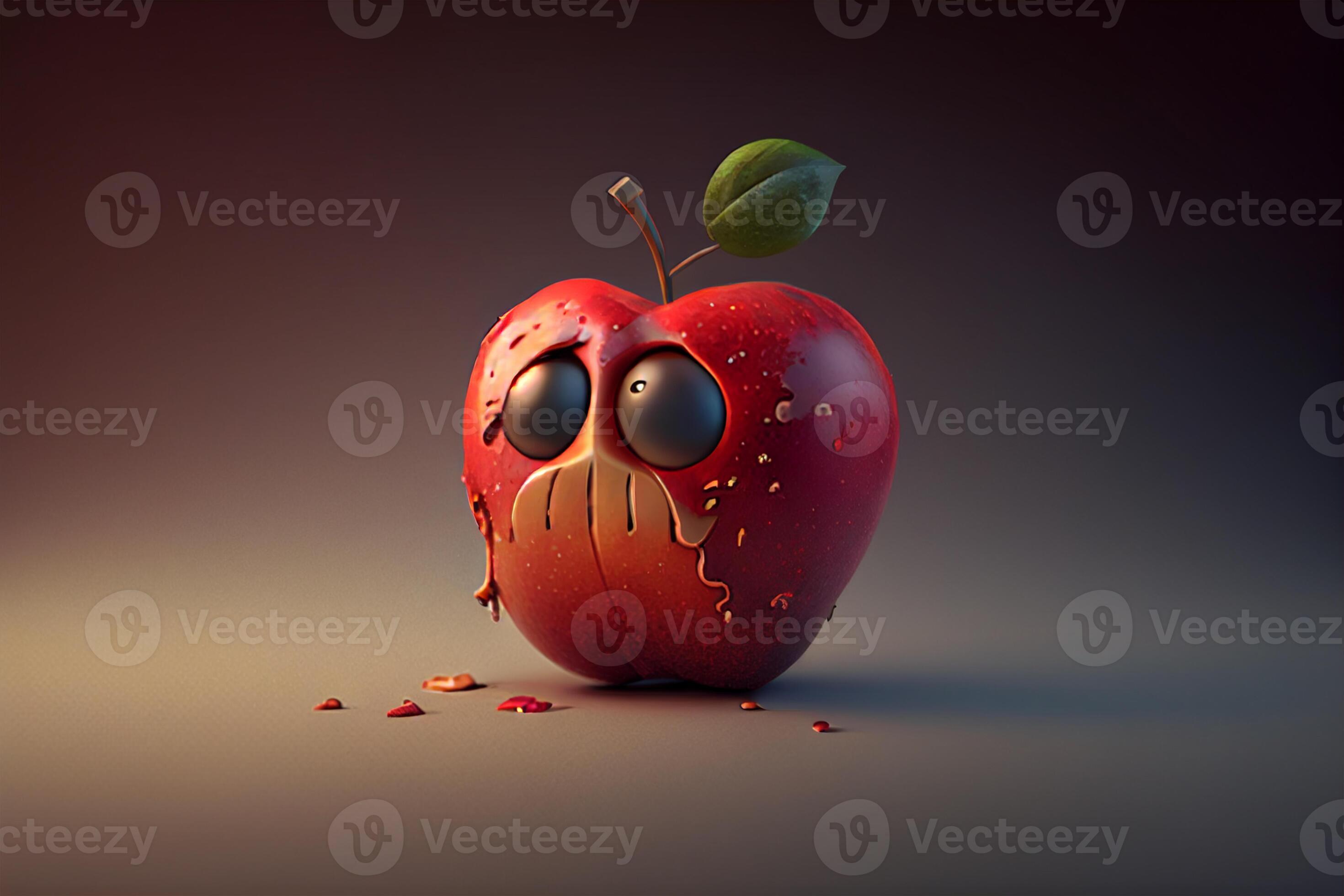 Funny apple with eyes and mouth, 3d illustration 22255517 Stock Photo