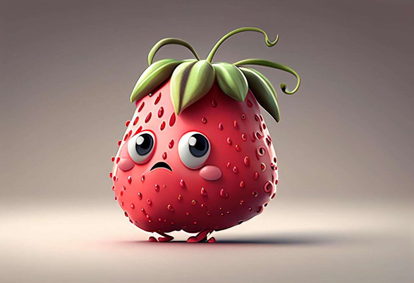 Strawberry character with smiley face. 3d illustration. photo