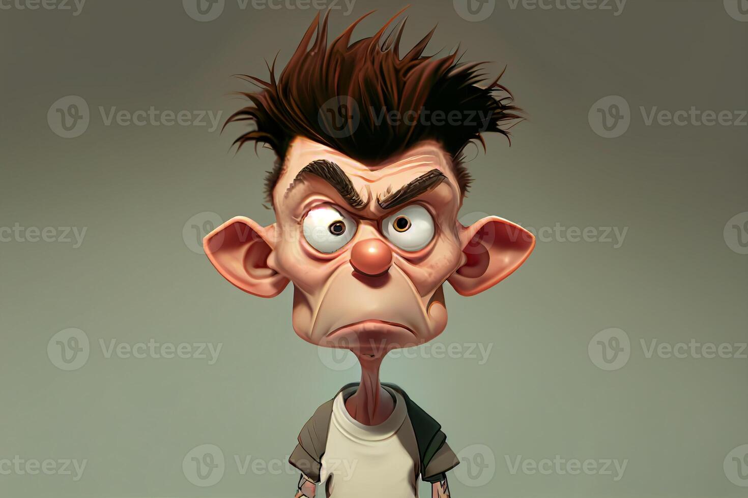 An illustration of a cartoon character with a crazy expression on his face. photo
