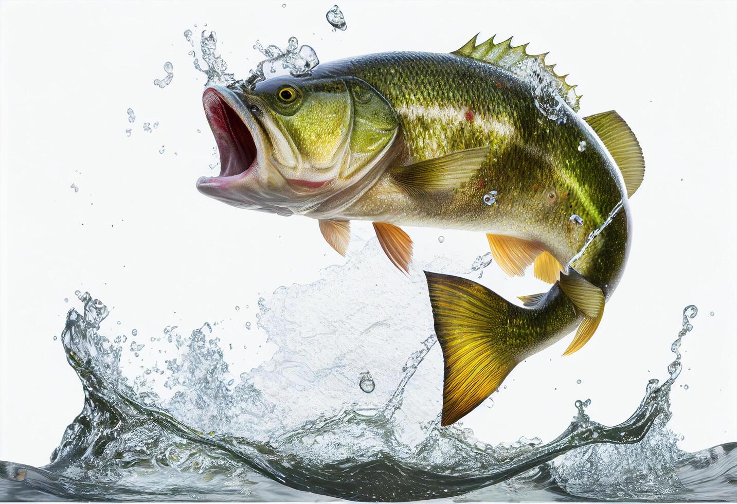Big fish jumping in water, photo