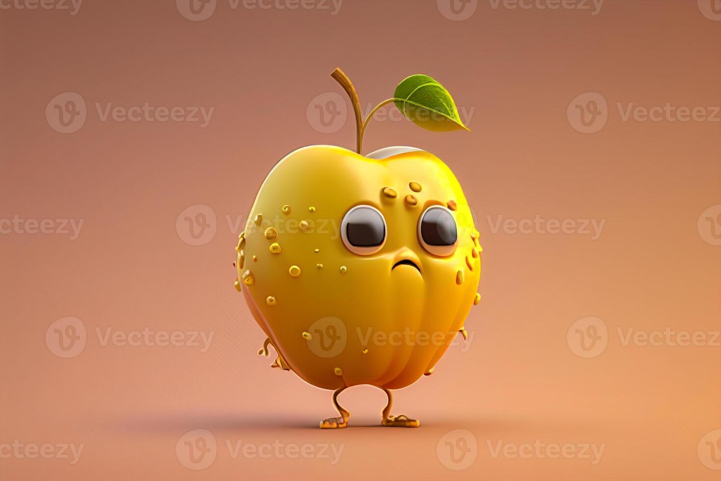 Funny apple with eyes and mouth, 3d illustration photo