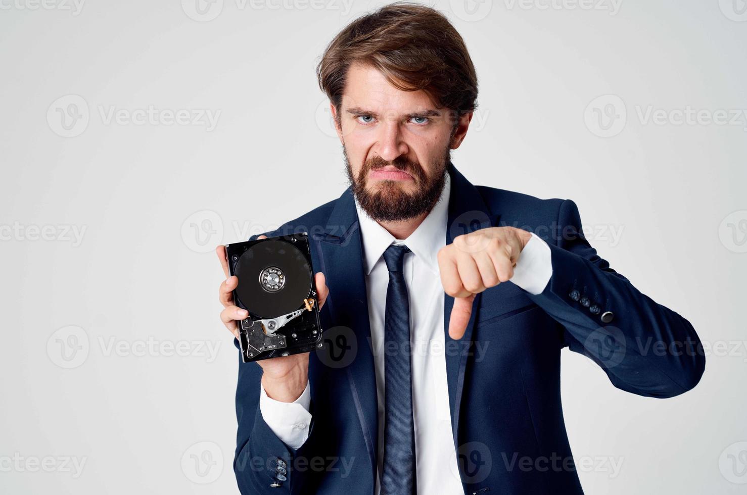 emotional man hard drive information recovery technology photo