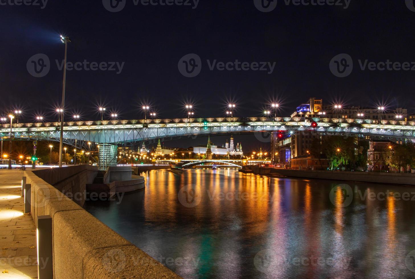 view on Patriarshy Bridge in Moscow at night photo